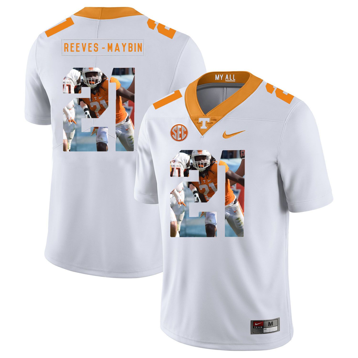 Men Tennessee Volunteers #21 Reeves-maybin White Fashion Edition Customized NCAA Jerseys->customized ncaa jersey->Custom Jersey